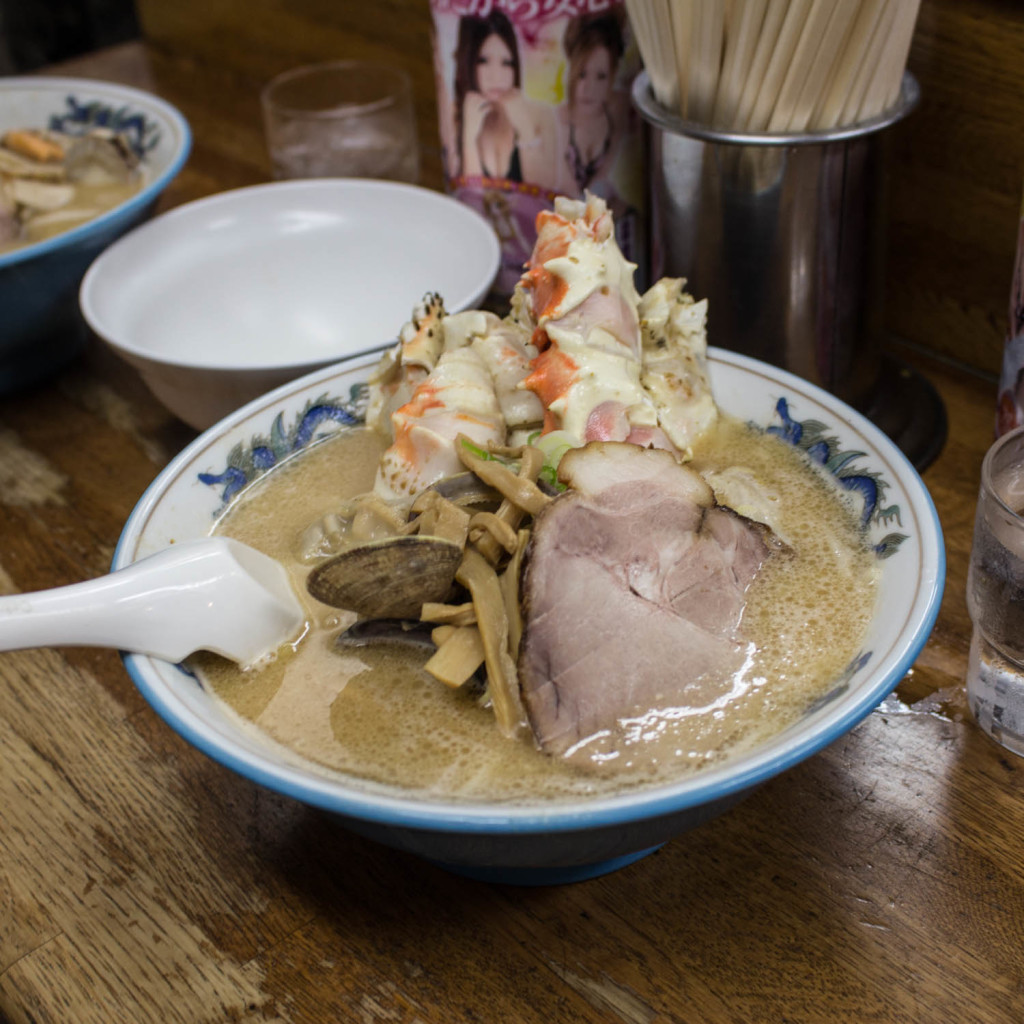 The person next to me ordered the right thing. Miso Ramen with Chashu, Crab and Clam